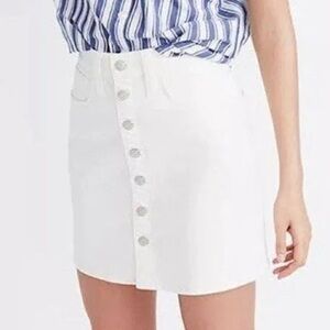 Madewell Stretch Denim A-Line Mini Skirt in Tile White: Button-Front Edition
